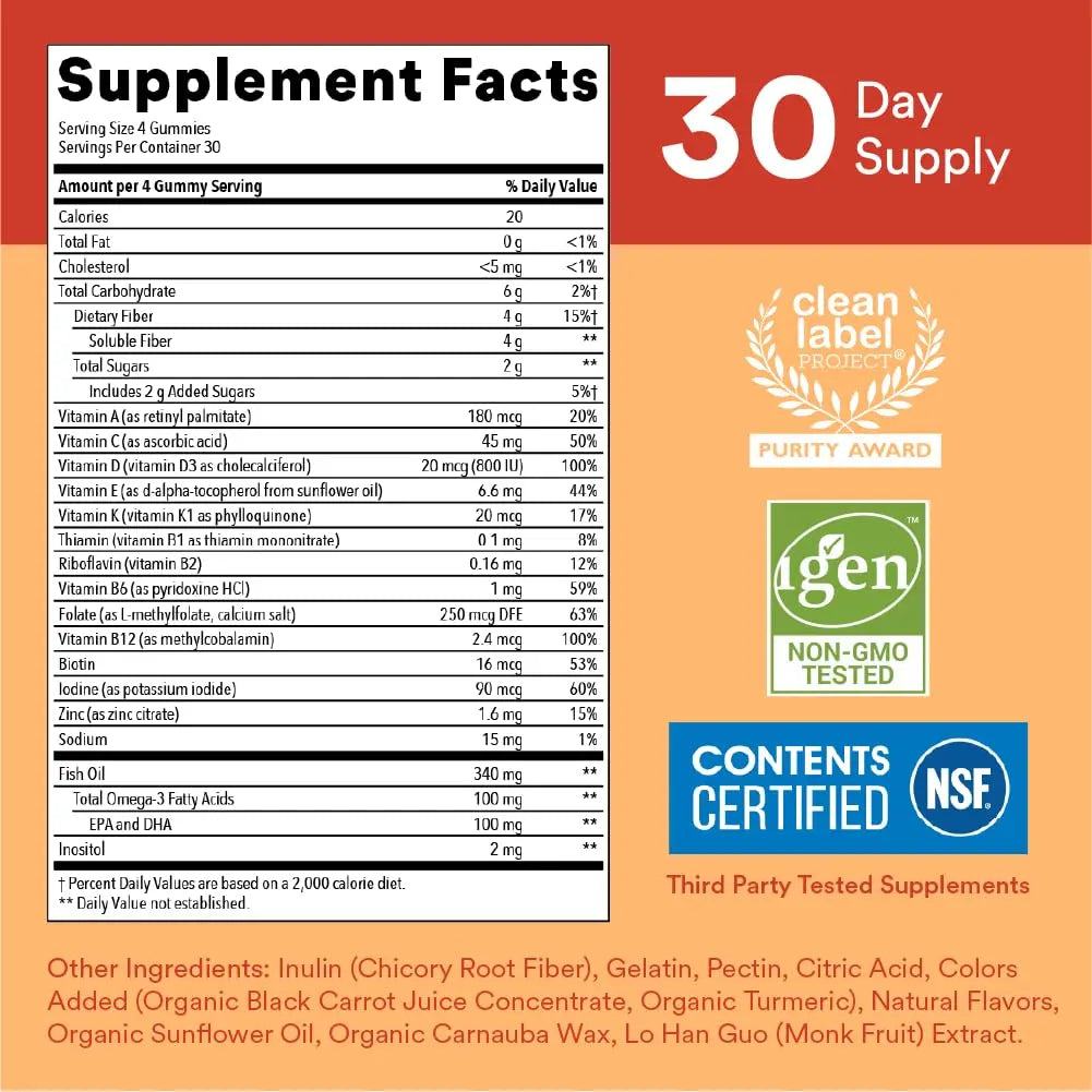 SmartyPants Organic Kids Multivitamin Gummies: Probiotics, Omega 3 (ALA) & Kids Multivitamin Gummies and Fiber Supplement: Omega 3 Fish Oil (EPA/DHA), Vitamin D3, C, Vitamin B12 SmartyPantsBuy Supplements Australia