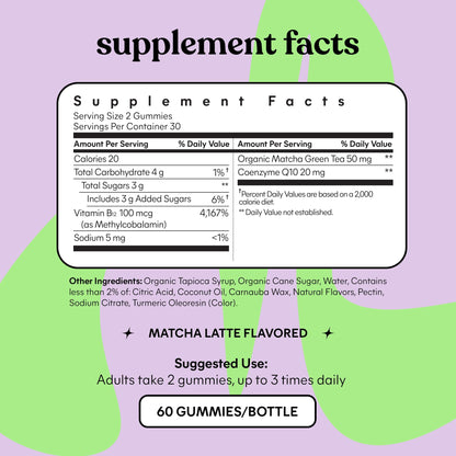 Lemme Matcha Superfood Energy Gummies with Organic Matcha Green Tea, Vitamin B12 LemmeBuy Supplements Australia