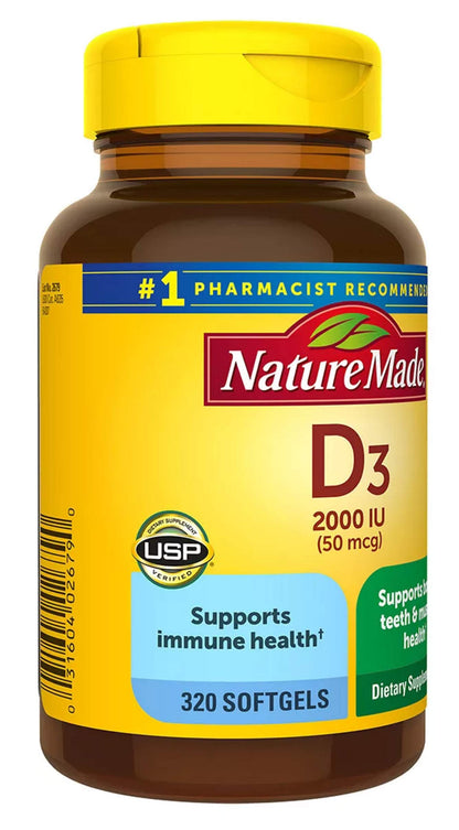 Nature Made Vitamin D3 2000iu 320 Ct. Soft Gels (Packaging May Vary) Nature MadeBuy Supplements Australia