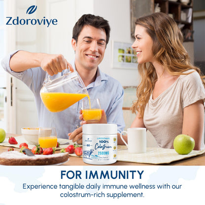 Zdoroviye Liposomal Bovine Colostrum Powder Supplement 2500 mg, Higher Absorption Than Regular Bovine Colostrum (60 Servings) ZdoroviyeBuy Supplements Australia