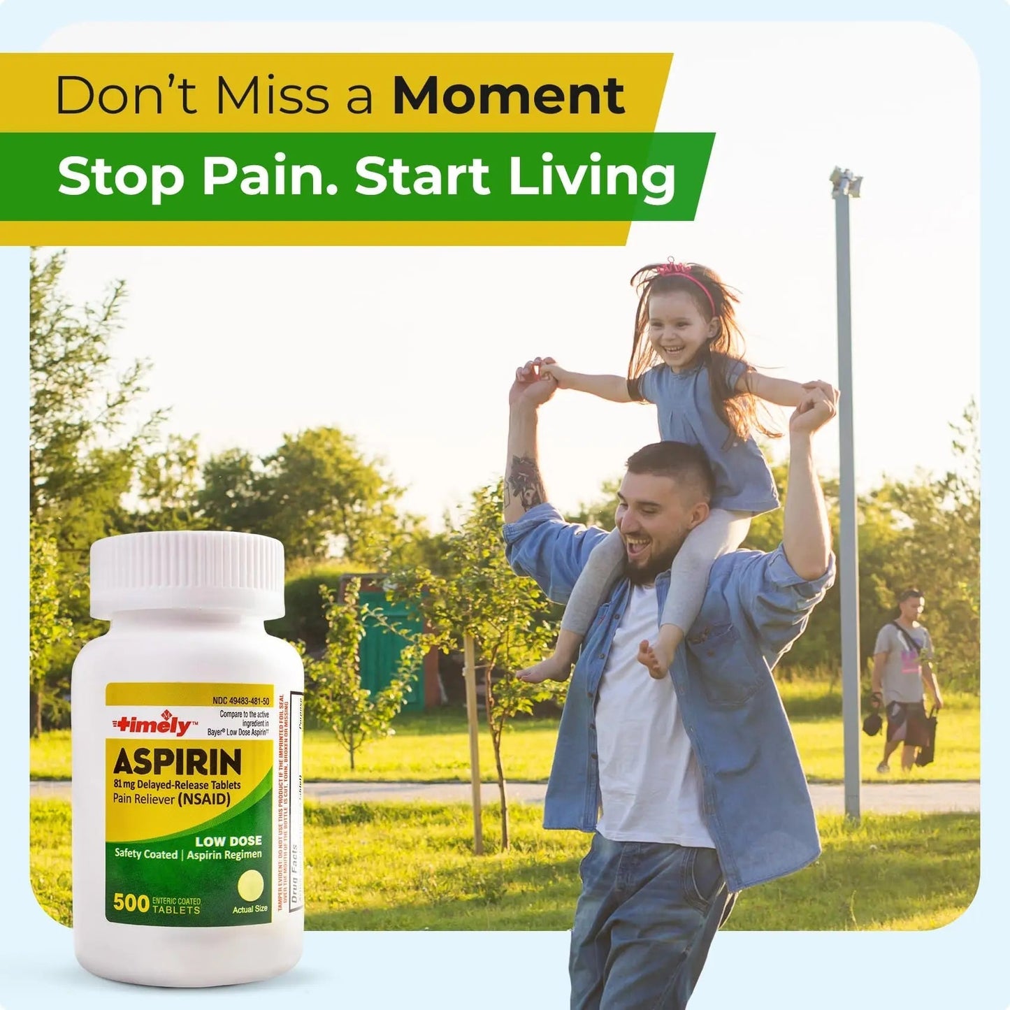 TIME-Cap Labs 500 Tablets Low Dose Aspirin 81mg Enteric Coated - NSAID Pain Reliever & Fever Reducer for Adults, Helps with Minor Aches, Headaches, Muscle Pain, Toothaches, and Joint Discomfort TIME-CAP LABS, INC.Buy Supplements Australia