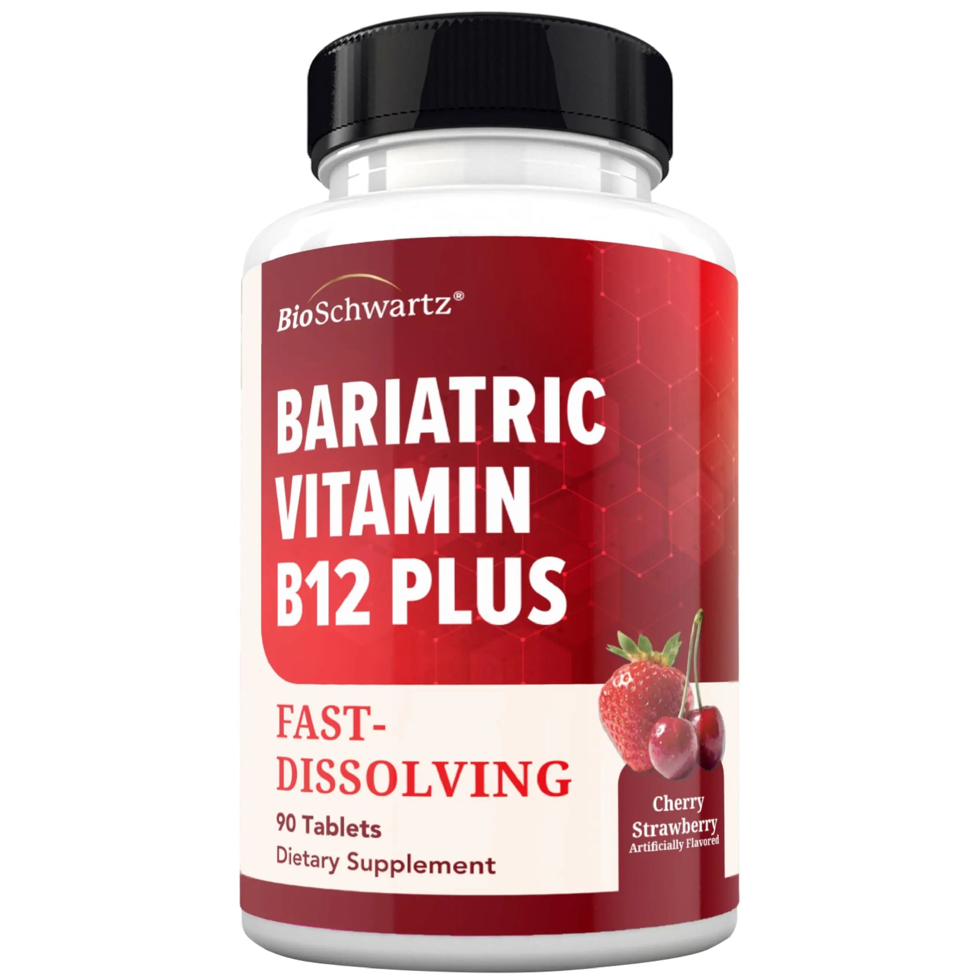 BioSchwartz Bariatric B12 Plus Dissolvable Tablets - 1000mcg Vitamin B12, Vitamin B6, Folate, Biotin - Cherry Strawberry Flavor BioSchwartz