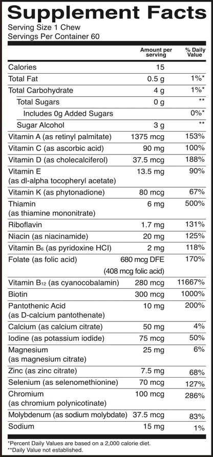 BariatricPal Iron-Free Multivitamin Soft Chew - Fruit Punch (60 Count) BariatricPal