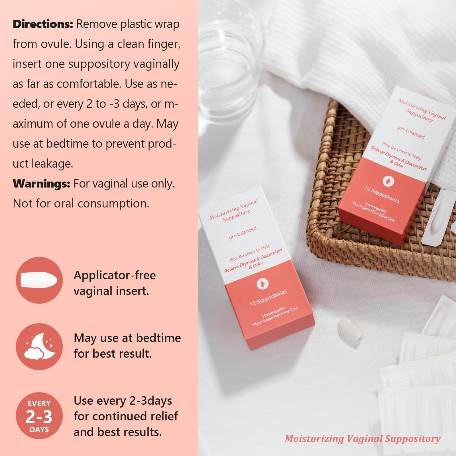 Vaginal Moisturizing Suppositories for Lasting Hydration & Comfort | Balances pH, Soothes Dryness VagiriaBuy Supplements Australia