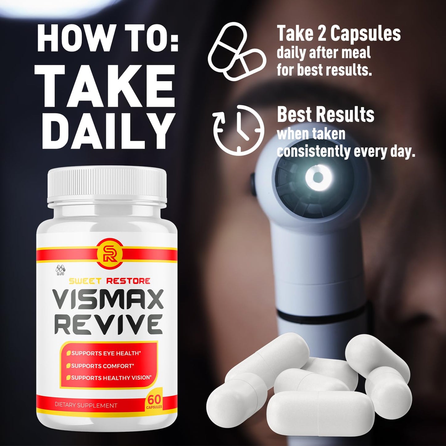 (2 Pack)Vismax Revive Capsules, Official VismaxRevive Vision Support Supplement with All Natural Ingredients, Advanced Eye Health Formula & Vision Vitamin Supporting Wellness Naturally (120 Capsules) MJOBuy Supplements Australia