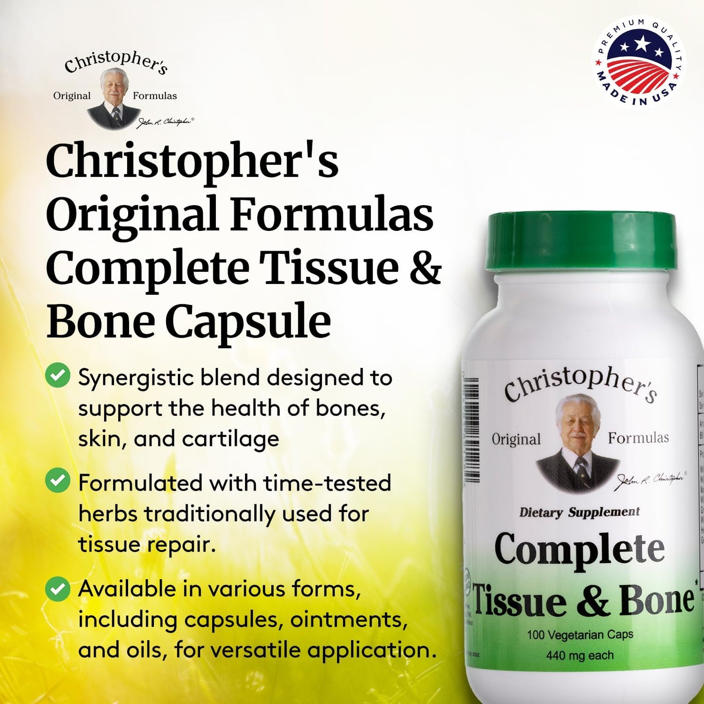 Christopher's Original Formulas Complete Tissue & Bone Formula – 100 VCaps | Herbal Support for Bones & Connective Tissue - Pack of 2 Christopher's Original FormulasBuy Supplements Australia