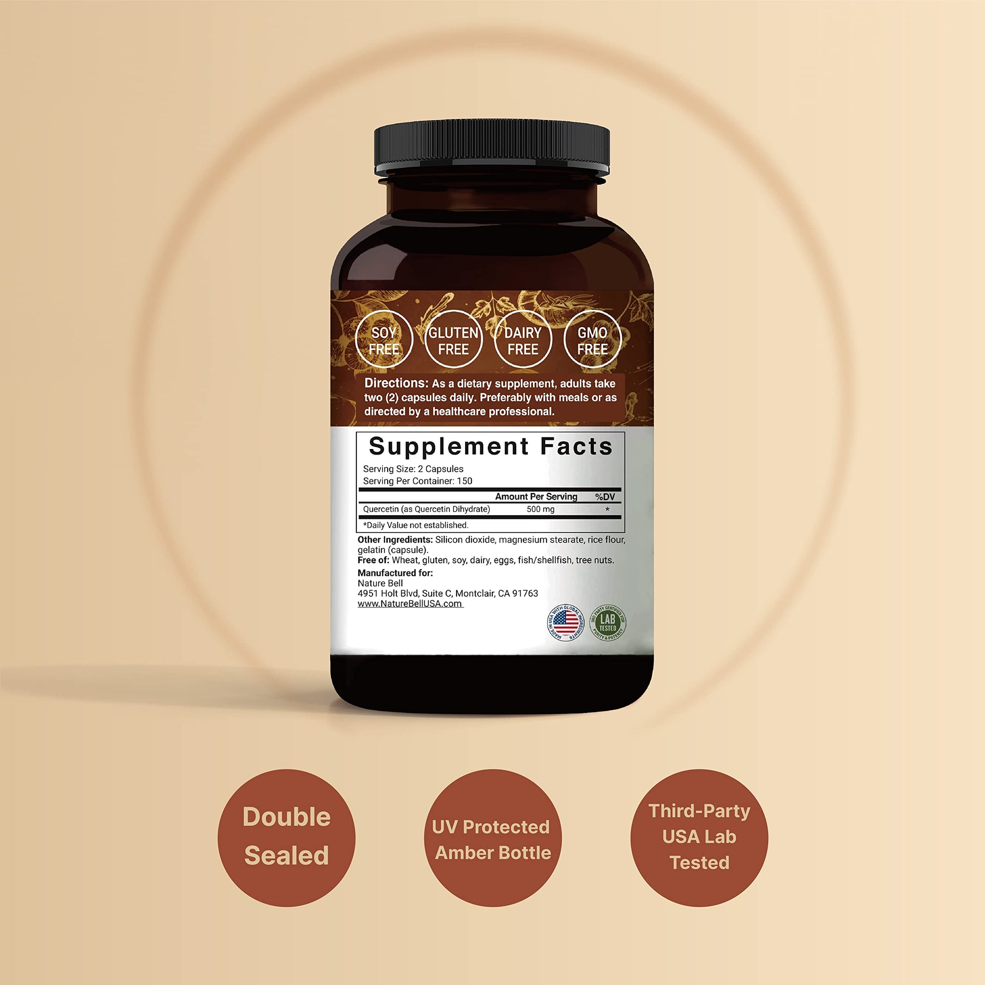 NatureBell Quercetin 500mg Per Serving | 300 Capsules, Ultra Strength Quercetin NatureBellBuy Supplements Australia