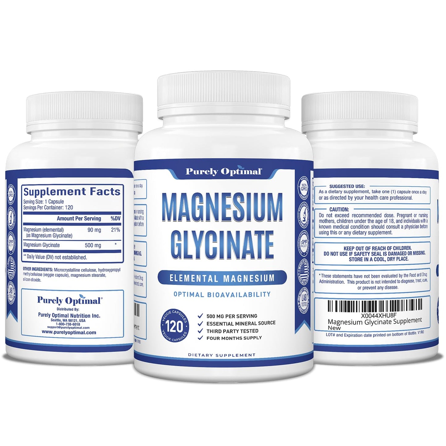 Purely Optimal Magnesium Glycinate 500mg – Sleep Support & Stress Relief – Gentle, High Absorption Magnesium Supplement for Muscle Relaxation, Calm & Nerve Support – 120 Capsules Purely OptimalBuy Supplements Australia