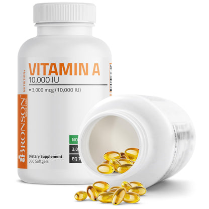 Bronson Vitamin A 10,000 IU Premium Non-GMO Formula Supports Healthy Vision & Immune System and Healthy Growth & Reproduction, 360 Softgels
