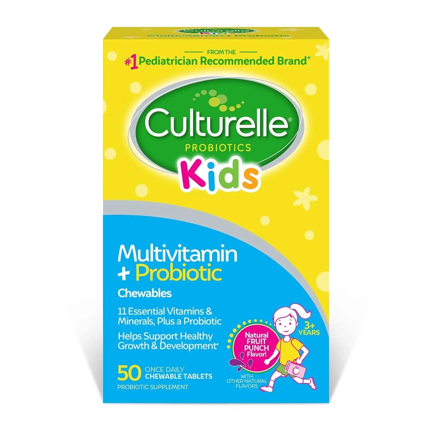 Culturelle Ultimate Strength 20 Billion CFU Probiotic Plus Kids Complete Multivitamin with 11 Vitamins and Minerals Chewables, 50 Count CulturelleBuy Supplements Australia