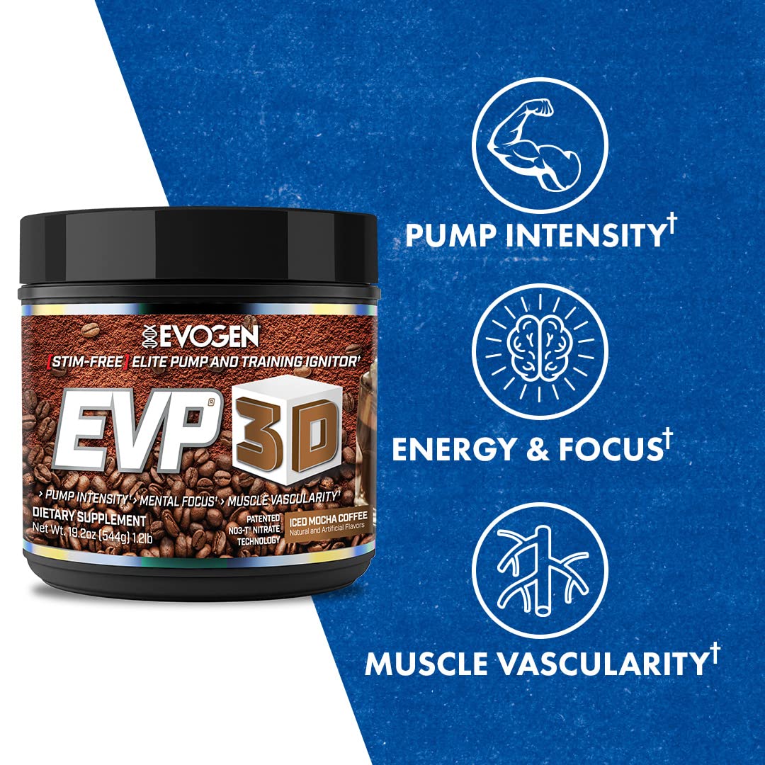Evogen EVP 3D Iced Moche Coffee | Xtreme Stimulant Free Pre-Workout Powder Arginine EvogenBuy Supplements Australia