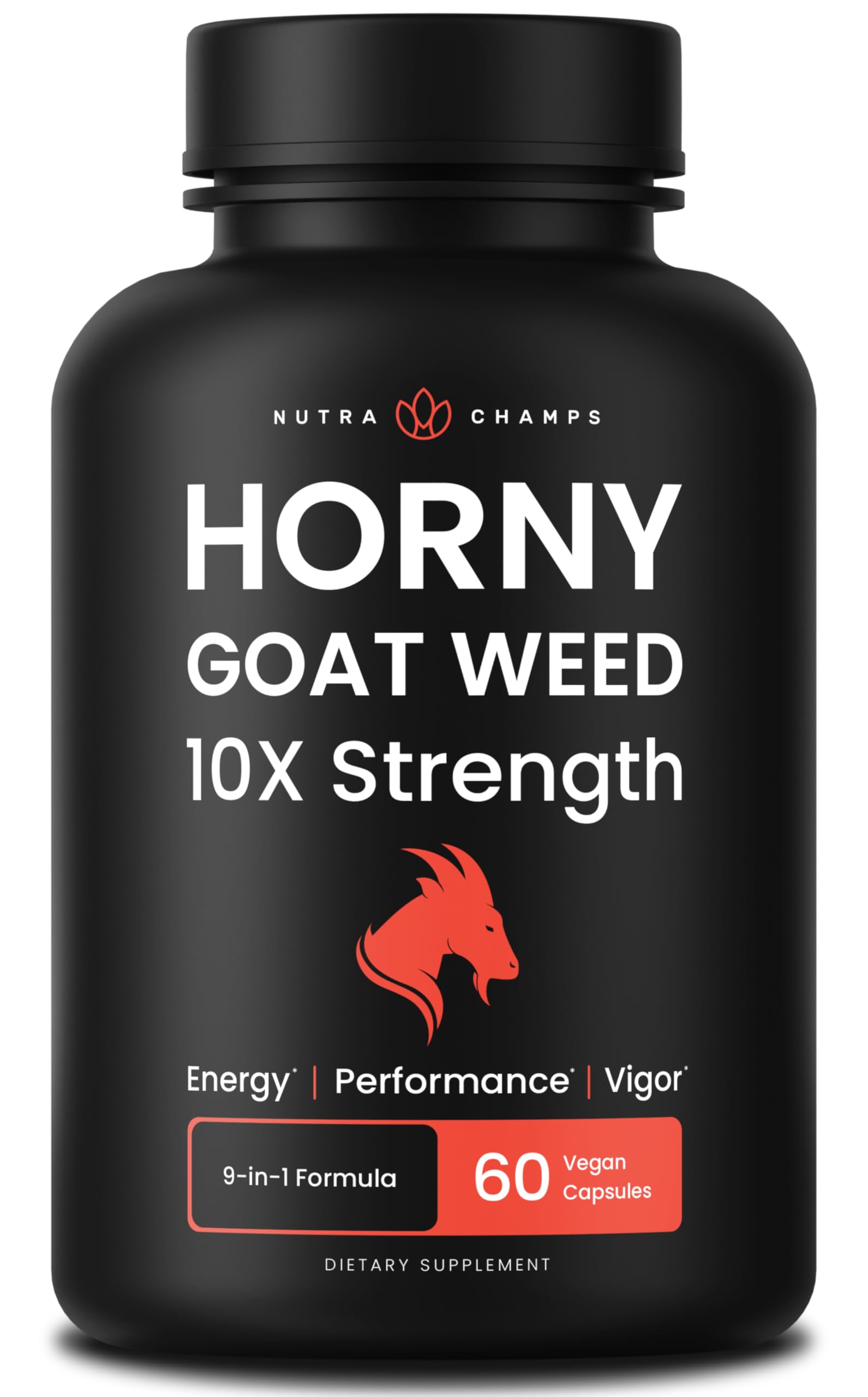NutraChamps Horny Goat Weed, 1000mg Epimedium Energy Supplement, 10X Strength Icariin, Ginseng, Tribulus & Maca Pills for Women & Men, Enhanced Absorption with Black Pepper, 60 Vegan Capsules NutraChampsBuy Supplements Australia