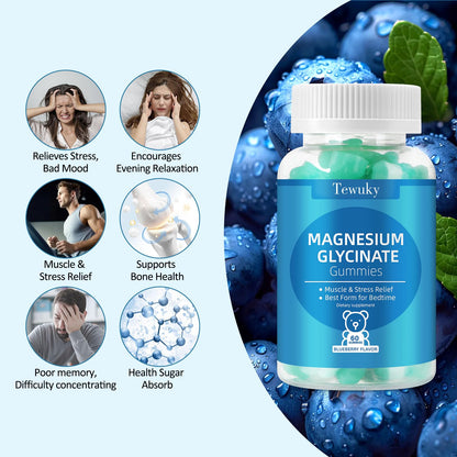 Magnesium Glycinate Gummies 500mg, Sugar-Free for Adults & Kids, Magnesium Gummies for Sleep, Stress & Muscle Relief, Supports Bone & Nerve Health,