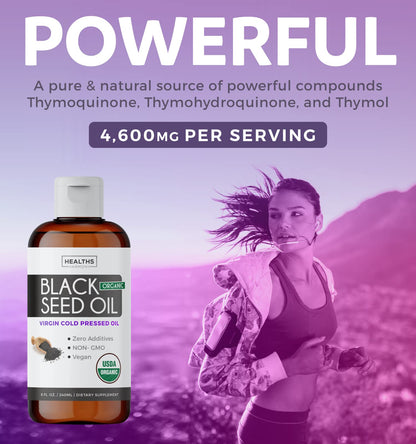 USDA Organic Black Cumin Seed Oil Liquid (8 fl oz) Premium Cold-Pressed Nigella Sativa Healths HarmonyBuy Supplements Australia