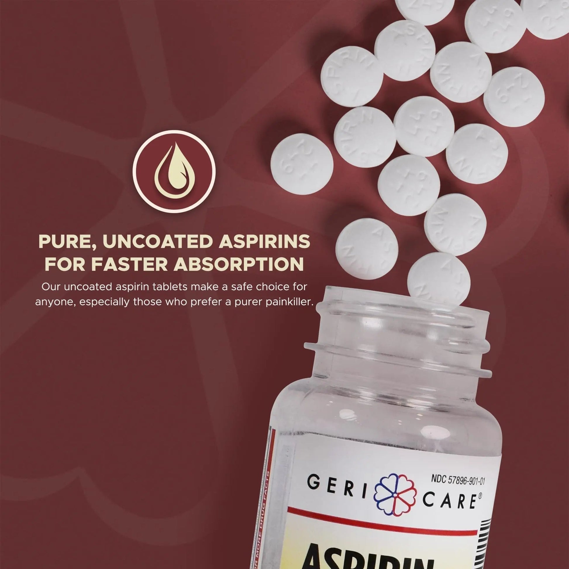 GeriCare Bottled Aspirin 325mg 100 Count Bottle (Pack of 1) GeriCareBuy Supplements Australia