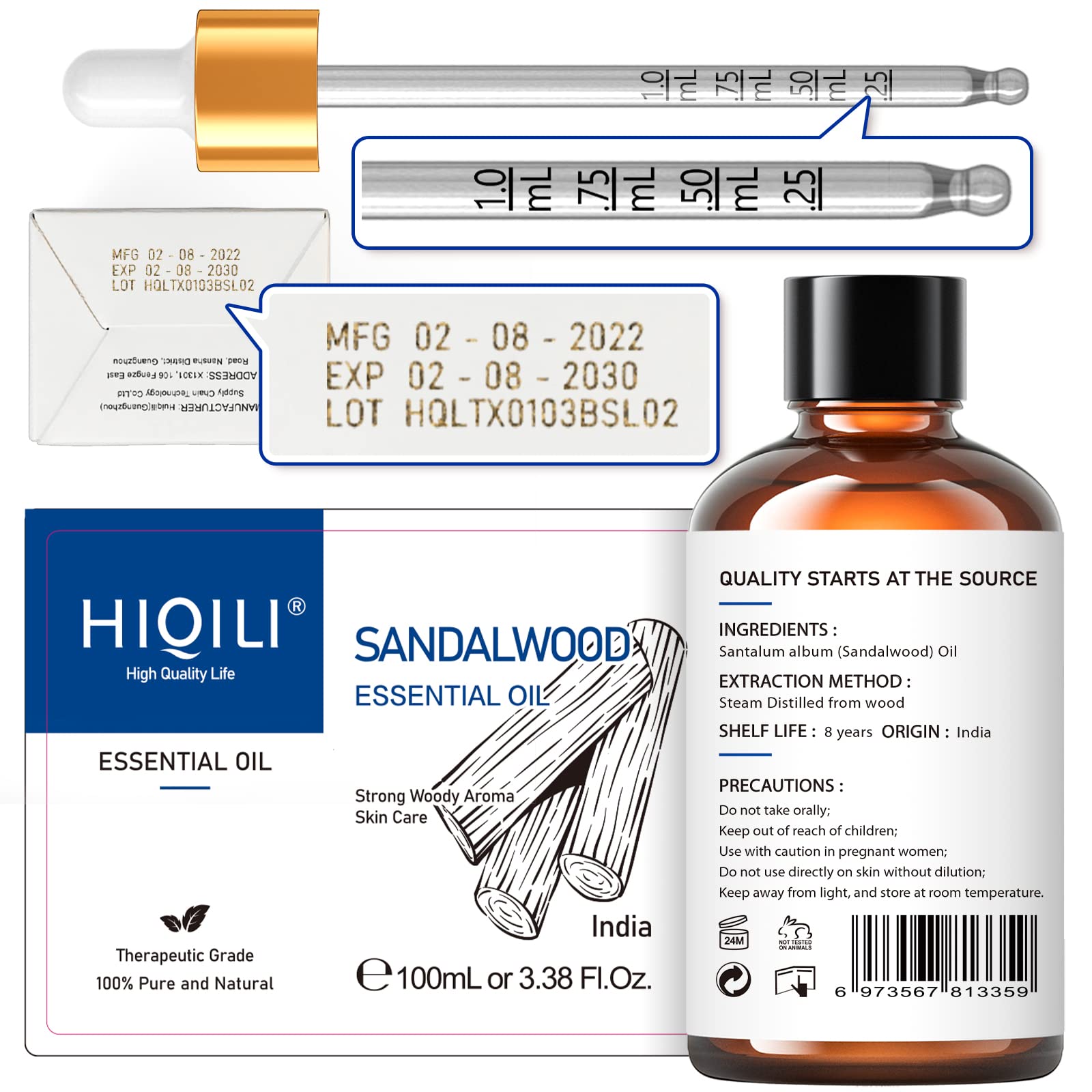 HIQILI Sandalwood Essential Oil and Sweet Orange Essential Oil, 100% Pure Natural for Diffuser - 3.38 Fl Oz HIQILIBuy Supplements Australia