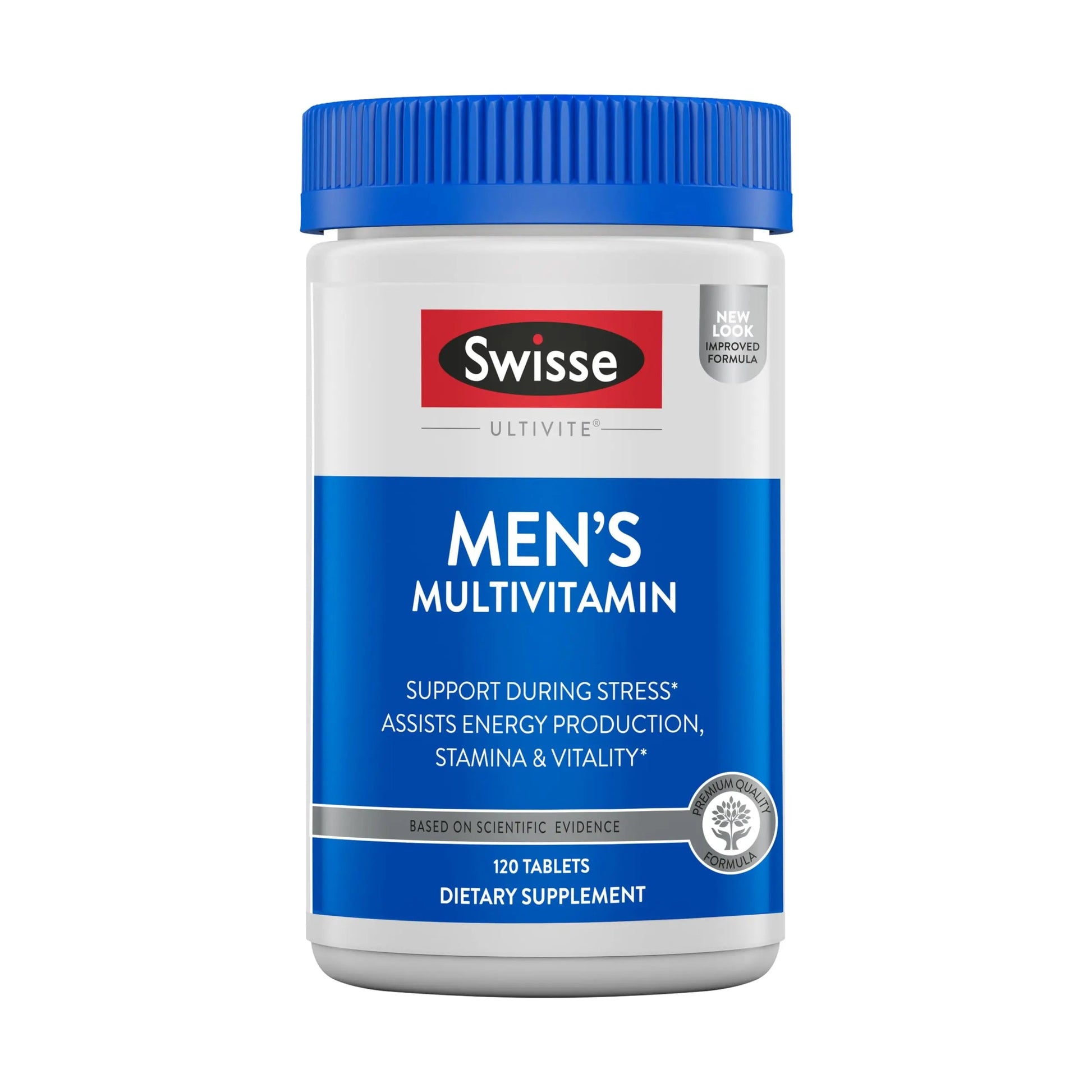 Swisse Ultivite Mens Daily Multivitamins | 50 Vitamins, Antioxidants and Minerals + Adaptogens | Energy, Stress & Immune Support | Mens Vitamins | 120 Tablets SwisseBuy Supplements Australia
