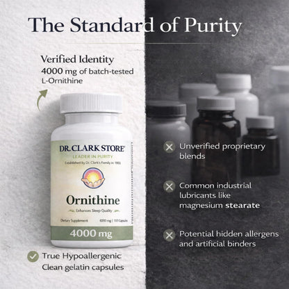 Dr Clark Ornithine Dietary Supplement - Gluten Free, Natural Sleep Aid, Promotes Protein Metabolism, Cleansing and Detoxification, 500mg, 100 Gelatin Capsules Dr Clark StoreBuy Supplements Australia