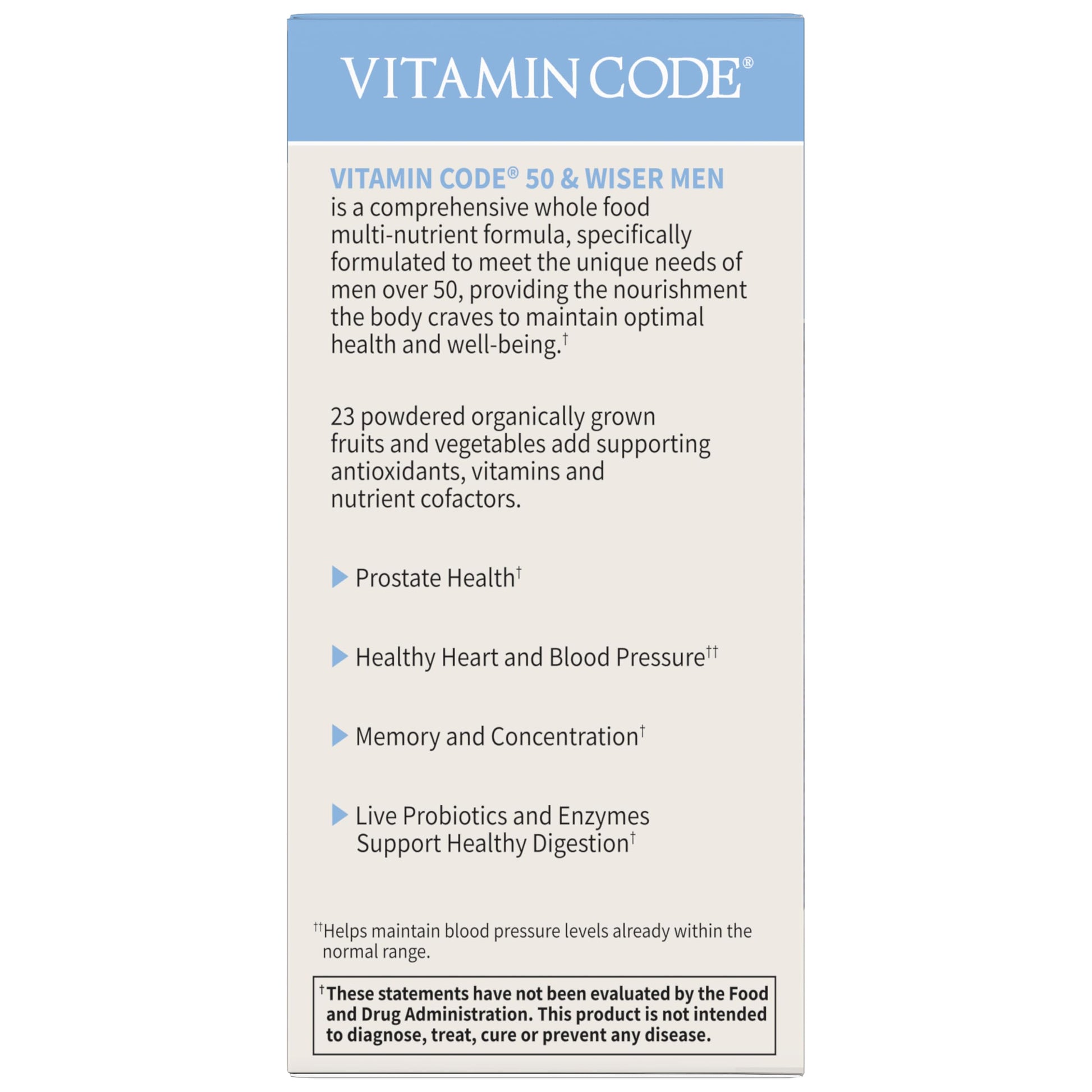 Garden of Life Multivitamin for Men - Vitamin Code 50 & Wiser Men's Raw Whole Food Vitamin Supplement with Probiotics Garden of LifeBuy Supplements Australia