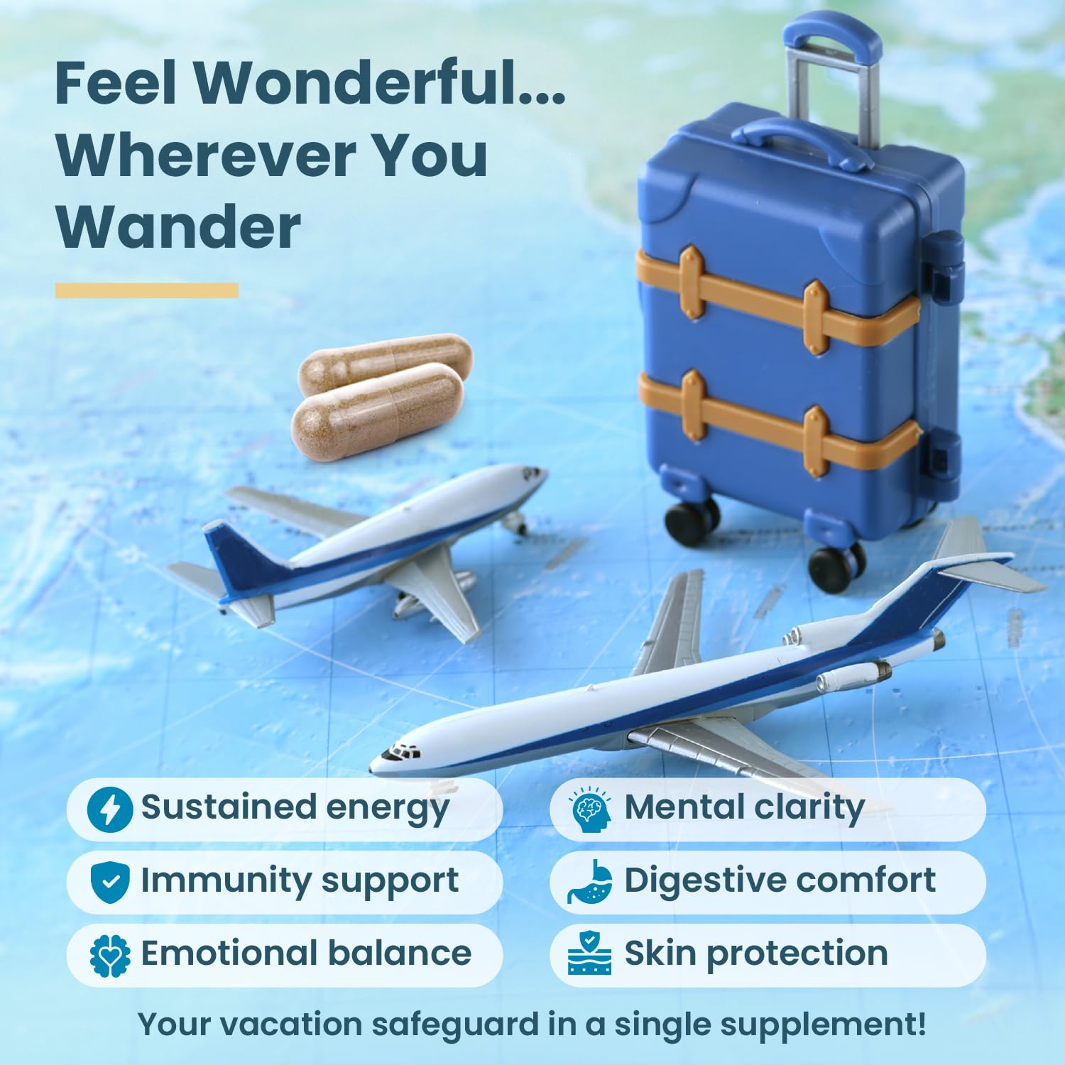 Natural Travel Pills - Traveling Supplement for Jet Lag Relief, Digestion, Immunity, Energy, Sleep, Circulation - Vacation and Long Flight Essentials for Men and Women - 30 Day Supply TravelVitaBuy Supplements Australia