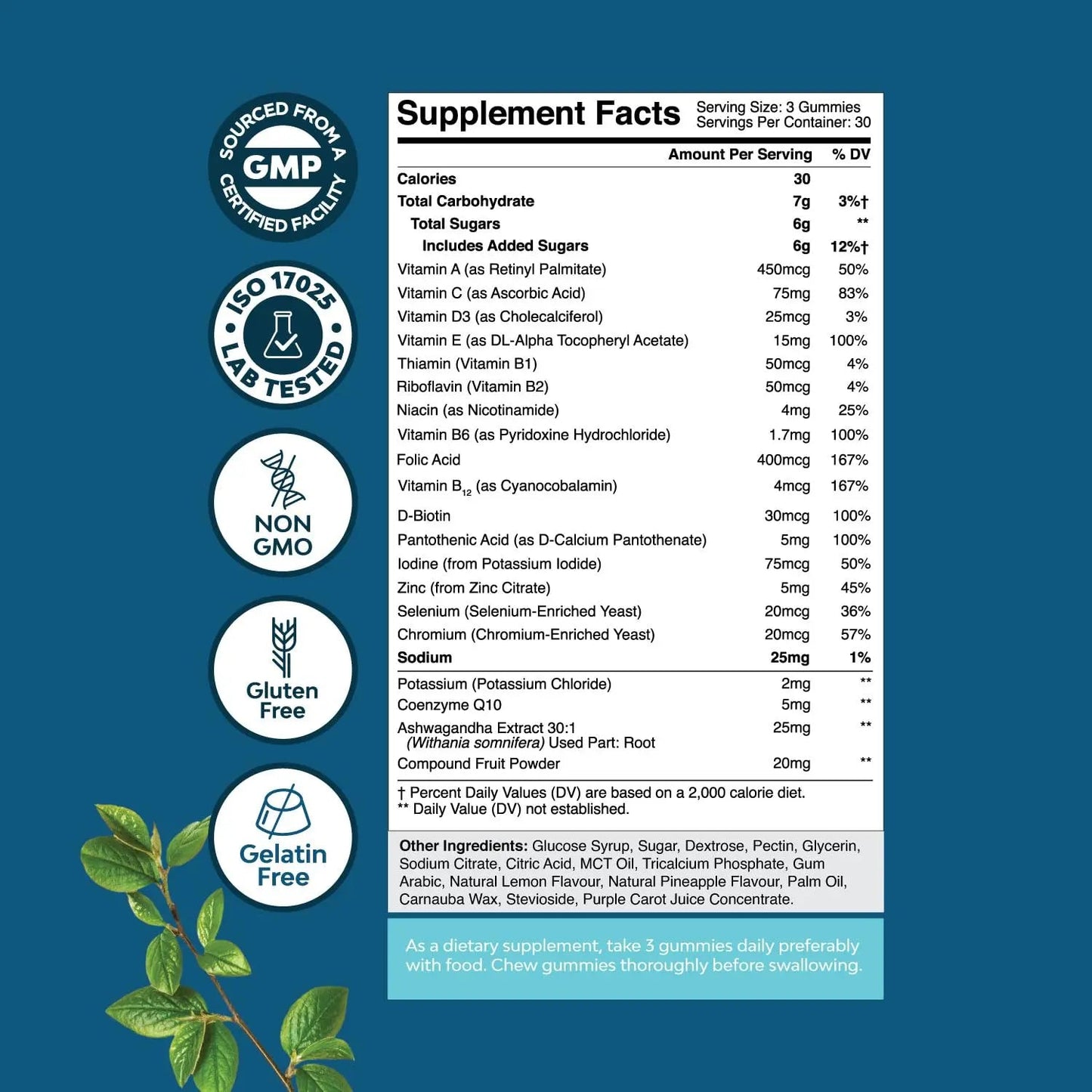 Natures Craft Men's Multivitamin Gummies with Superfood Complex - Daily Multivitamin for Men Gummies with CoQ10 and Ashwagandha Natures Craft