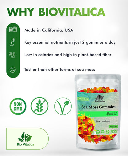 BIO VITALICA Sea Moss Gummies – with Bladderwrack & Burdock Root – Wildcrafted Gel + Powder – Vegan, Keto, Non-GMO, Gluten-Free – Fruity Mineral-Rich Gummies – 50 Count (3 Pack) BIO VITALICABuy Supplements Australia