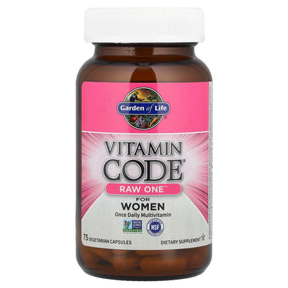 Garden of Life Vitamin Code Raw One for Women, Once Daily Women's Multivitamin - 75 Capsules, One a Day Vitamins Whole Food Iron,