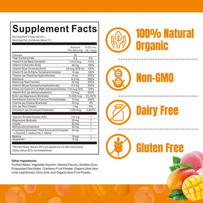 Liquid Multivitamin for Hair Growth | Biotin 10000mcg | Hair & Skin Support Supplement | Clinically Tested for Thicker Hair & Skin Elasticity HOWEEJET