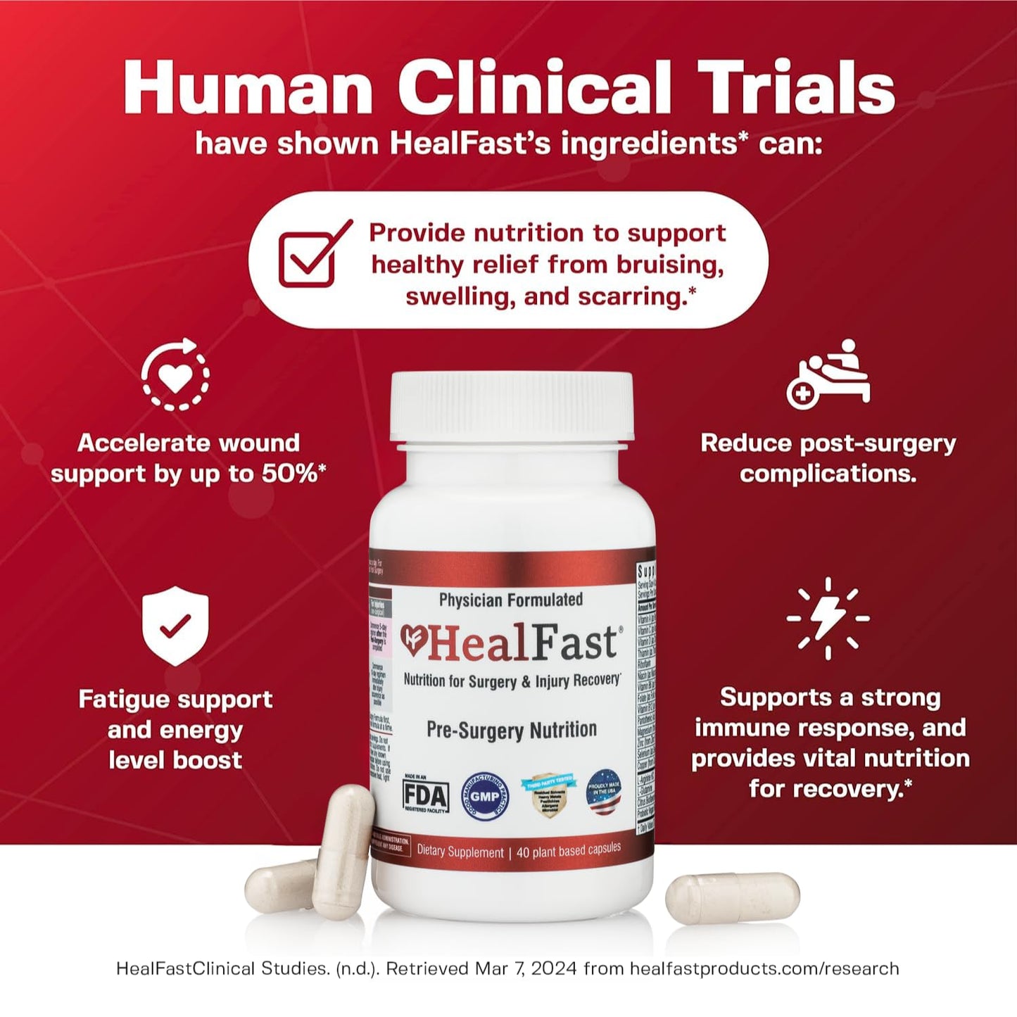 HealFast Surgery & Injury Recovery Supplement (Pre-Op): Quercetin, Probiotics Supplement for Wound, Liposuction, Tummy Tuck, and BBL Post Surgery Supplies HealFastBuy Supplements Australia