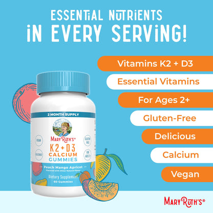 MaryRuth Organics Joint Health Liquid Drops & Vitamin K2+D3 Gummies (Peach Mango and Apricot) | Label Project Verified | Vitamins for Calcium, Joints, and Bone Support | Vegan, Non-GMO, Gluten Free MARYRUTH'SBuy Supplements Australia