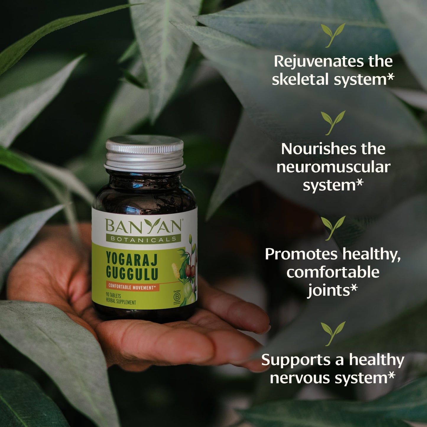 Banyan Botanicals Organic Yogaraj Guggulu – Joint Support & Mobility Supplement – Ayurvedic Herbal Blend for Flexibility, Neuromuscular Comfort – Deep Systemic Detox – 90 Tablets – USDA Organic* Banyan BotanicalsBuy Supplements Australia