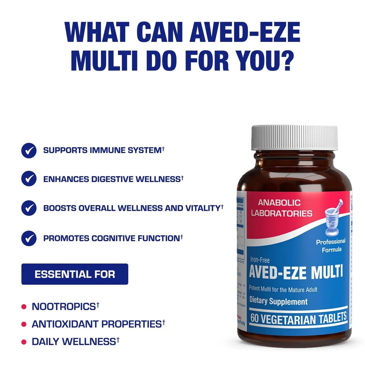 Iron Free Multivitamin for Women 50 and Over - Gentle Easy to Digest Over 50 Multivitamin for Men & Women with 30 Nutrients for Comprehensive Wellness & Immune Support Anabolic LaboratoriesBuy Supplements Australia