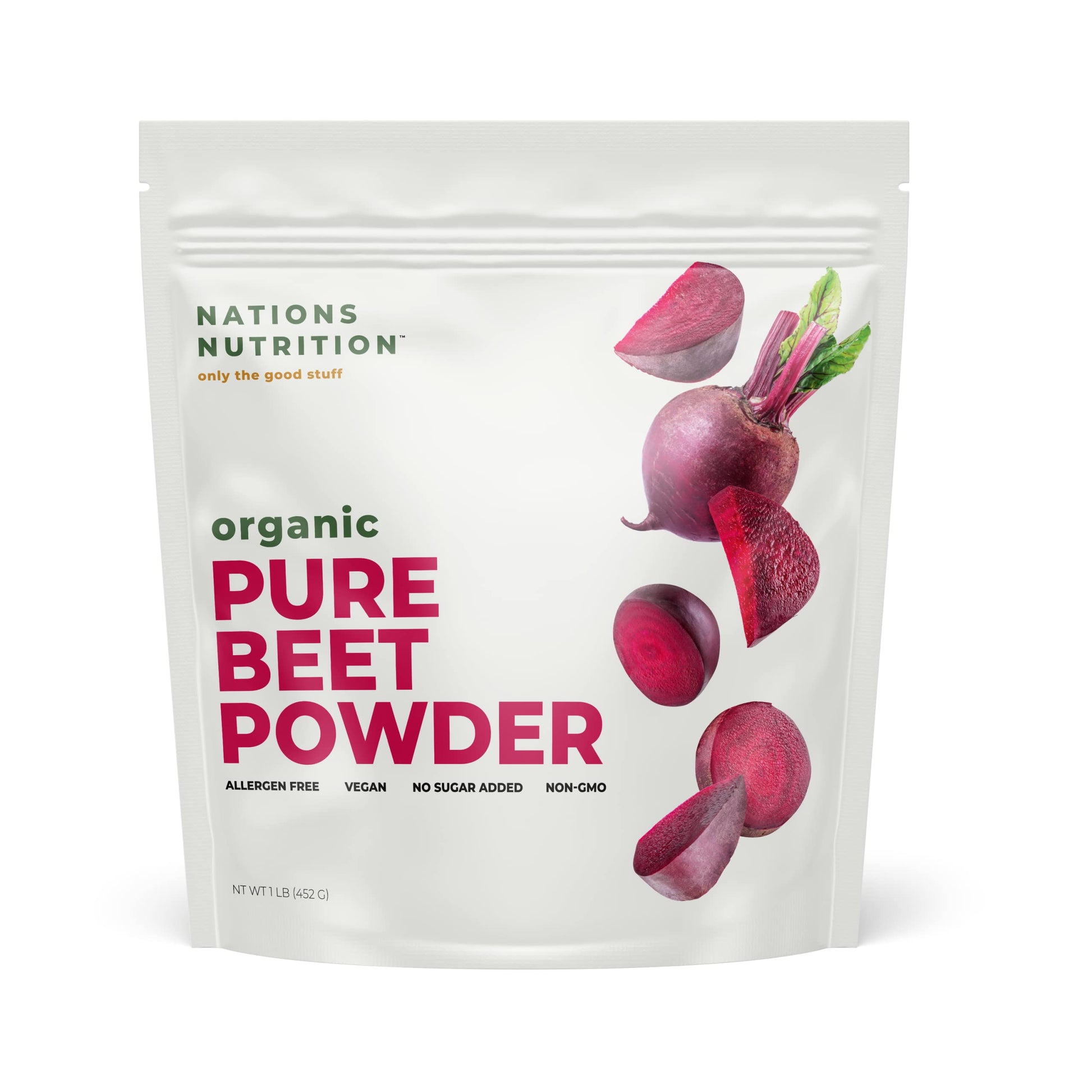 Nations Nutrition Pure Beet Root Powder Organic - Nitric Oxide Circulation Superfood