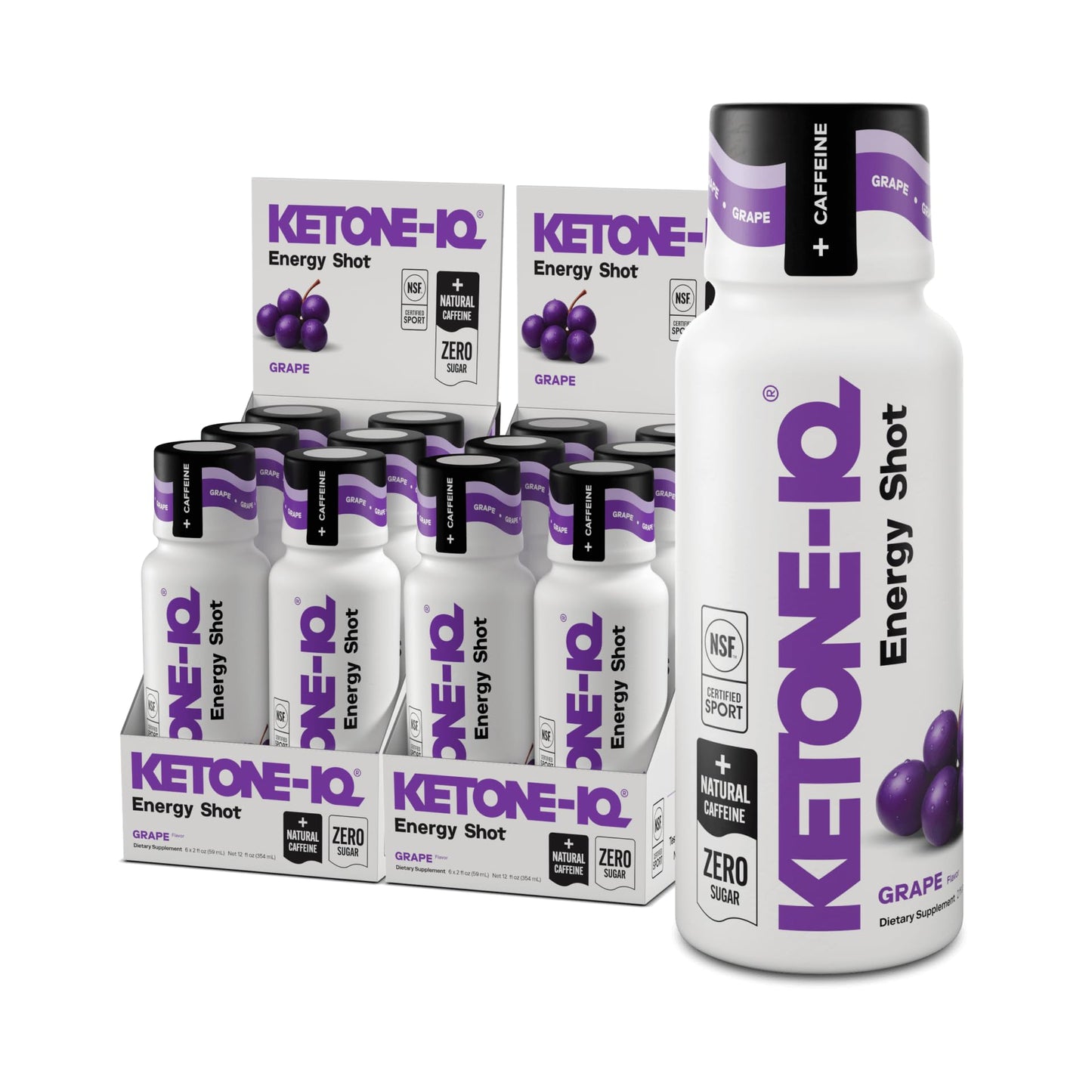 Ketone-IQ Caffeine Performance Energy Shots – Clean Energy for Focus & Endurance, 5g Ketones, 100mg Green Tea Caffeine, B Vitamins, 12 Pack (Grape) Ketone-IQBuy Supplements Australia