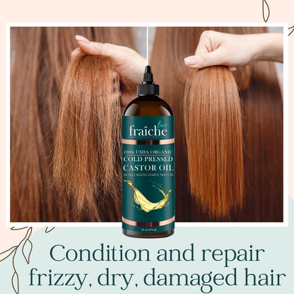 Live Fraiche USDA Organic Cold Pressed Castor Oil (16oz), 100% Pure, Hexane-Free Castor Oil Live FraicheBuy Supplements Australia