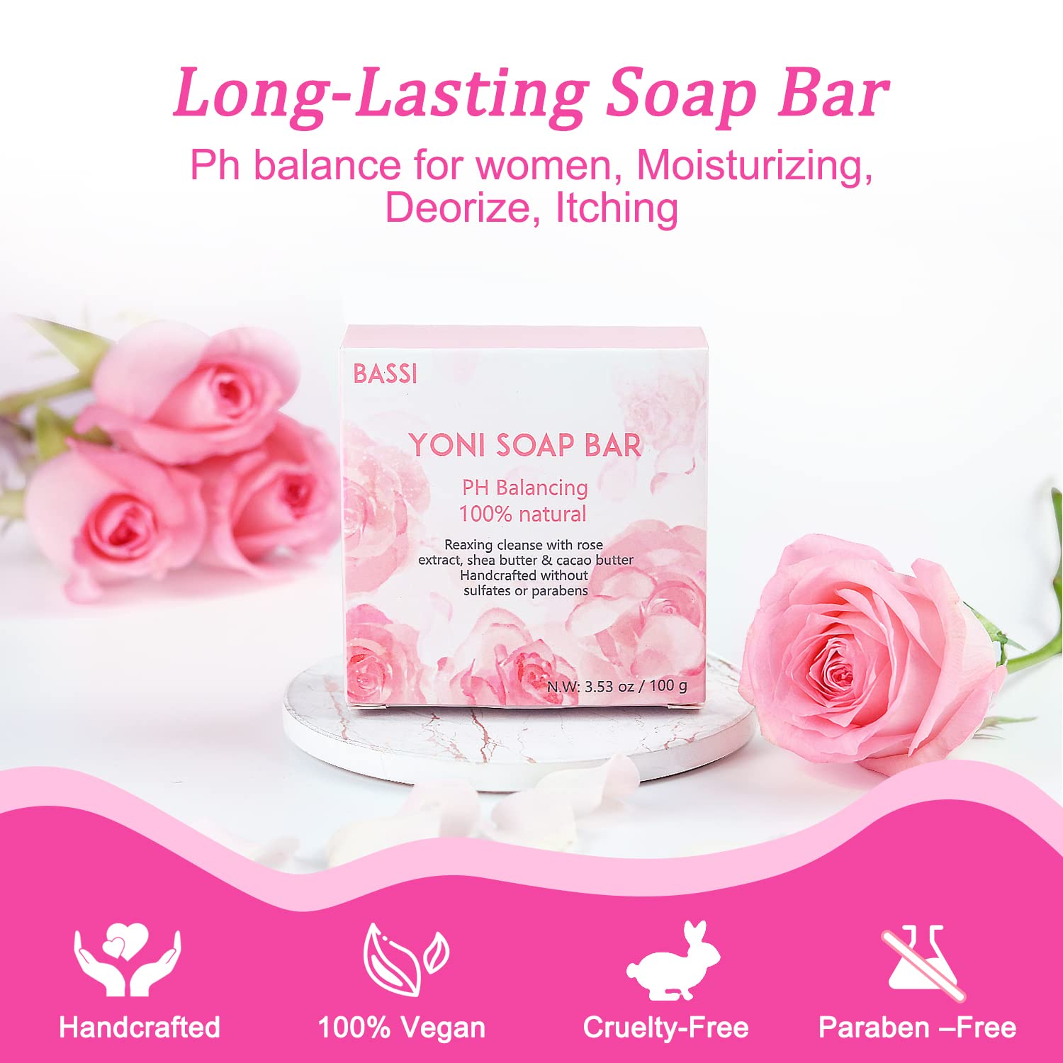 Yoni Soap Bars Vaginal Wash 2 PCS, 100% Natural Organic Yoni Bar Soap for Women Ph Balance Yoni BASSIBuy Supplements Australia