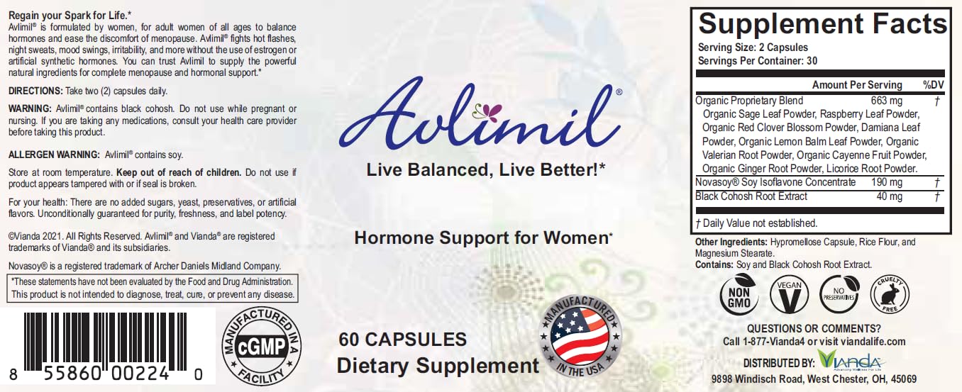 Avlimil Hormone Balance & Menopause | Relief from Mood Swings, Hot Flashes, Night Sweats & Irritability AvlimilBuy Supplements Australia
