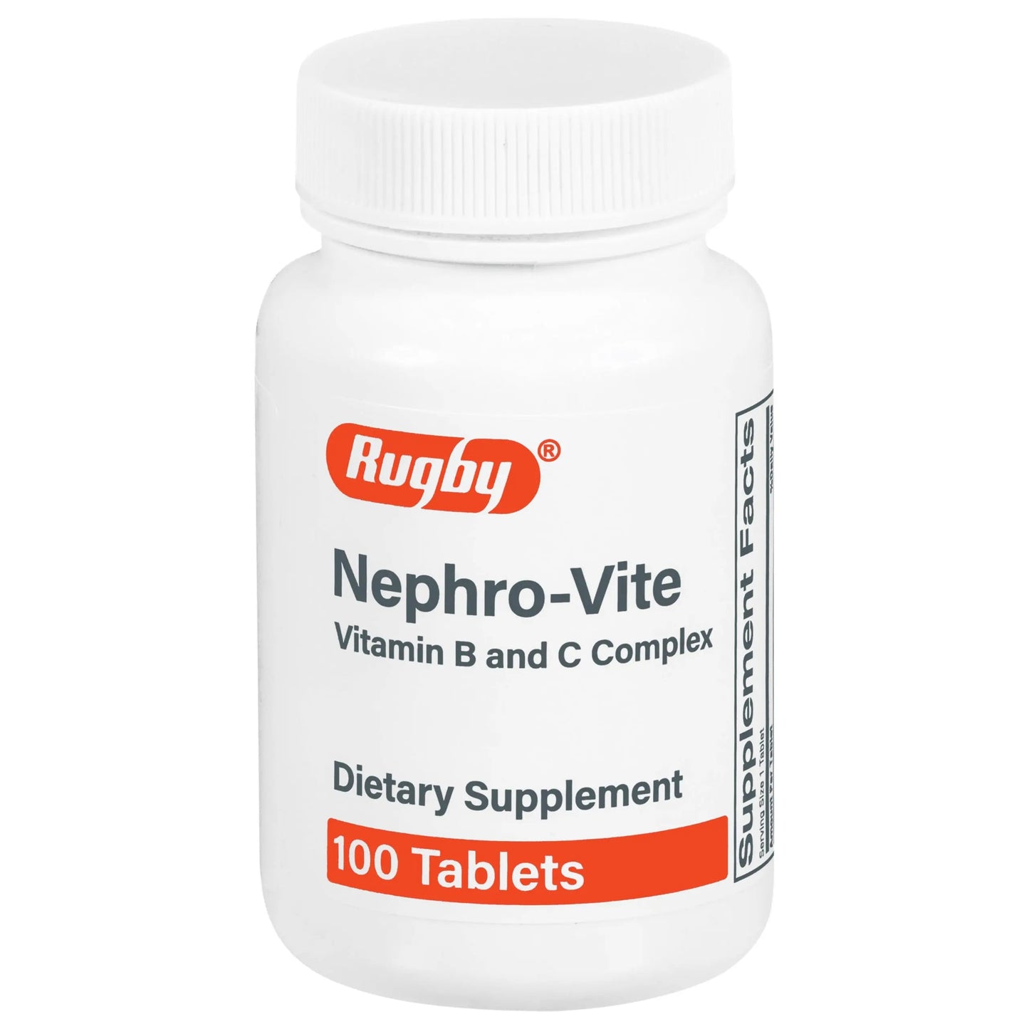 Rugby Nephro-Vite Vitamin B and C Complex Tablets - Dietary Supplement - 100 Count (1 Pack) RUGBY LABORATORIES