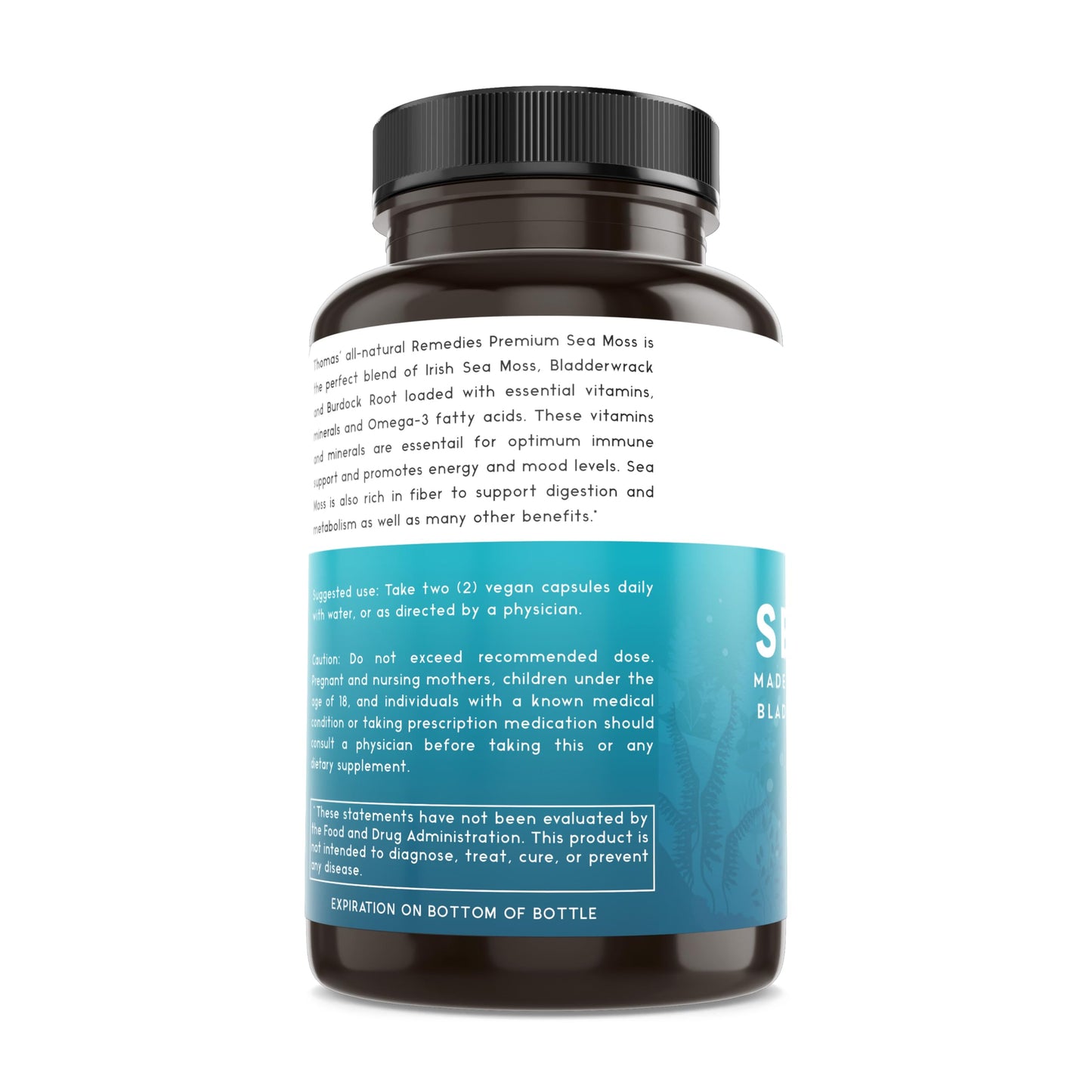 Thomas' all-natural Remedies Irish Sea Moss Capsules, Sea Moss with Bladderwrack & Burdock Root Organic for Gut Health, Digestion, Energy & Immune Support, 120 Seamoss Pills Thomas' all-natural RemediesBuy Supplements Australia