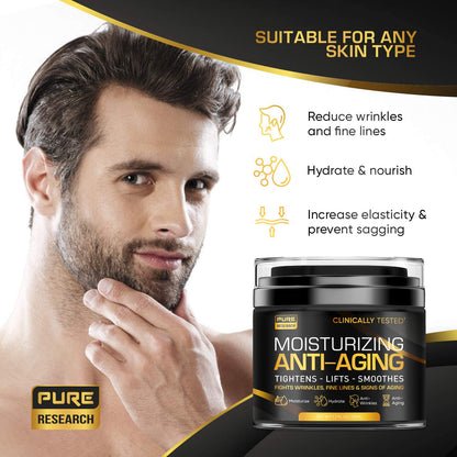Men's Face Cream Moisturizer - Anti-Aging Cream For Men, Collagen, Retinol & Hyaluronic PURE RESEARCHBuy Supplements Australia