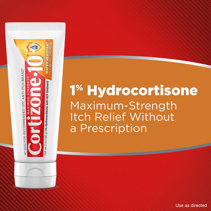 Cortizone-10 Maximum Strength Water Resistant Itch Relief Ointment, 1% Hydrocortisone, Fast-Acting, Anti-Itch Cream for Bug Bites, Rash, Eczema, Psoriasis, Poison Ivy, Oak, Sumac & More, 2 oz Cortizone 10Buy Supplements Australia