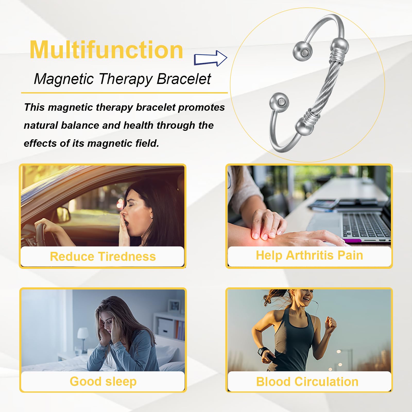 EnerMagiX Magnetic Bracelet for Women for Arthritis and Joint,Twisted Cable Stainless Steel Bangle EnerMagiXBuy Supplements Australia