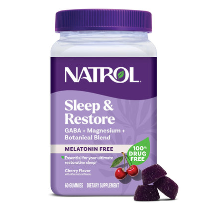 Natrol Sleep & Restore Magnesium Glycinate Blend Gummies, Magnesium for Sleep Aids for Adults, Melatonin-Free, Cherry Flavored, 30 Day Supply NatrolBuy Supplements Australia