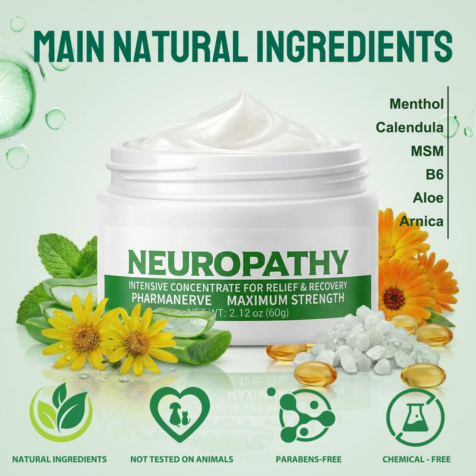 Neuropathy Pain Relief for Feet & Legs, Plant-Based Neuropathy Cream with Arnica, MSM & Vitamin B6 Soothing Formula, Fast-Acting Nerve Pain Relief Cream, Fast-Absorbing,Non-Greasy Daily Support-2.12OZ QQBBMZZBuy Supplements Australia