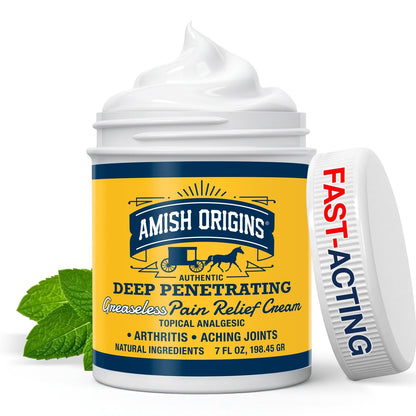 Amish Origins Arthritis Pain Relief Cream - 7 oz - Maximum Strength Deep Penetrating for Joint, Muscle, Knee, Back, Feet, Hand, Ankle, Aches, Neuropathy Amish OriginsBuy Supplements Australia