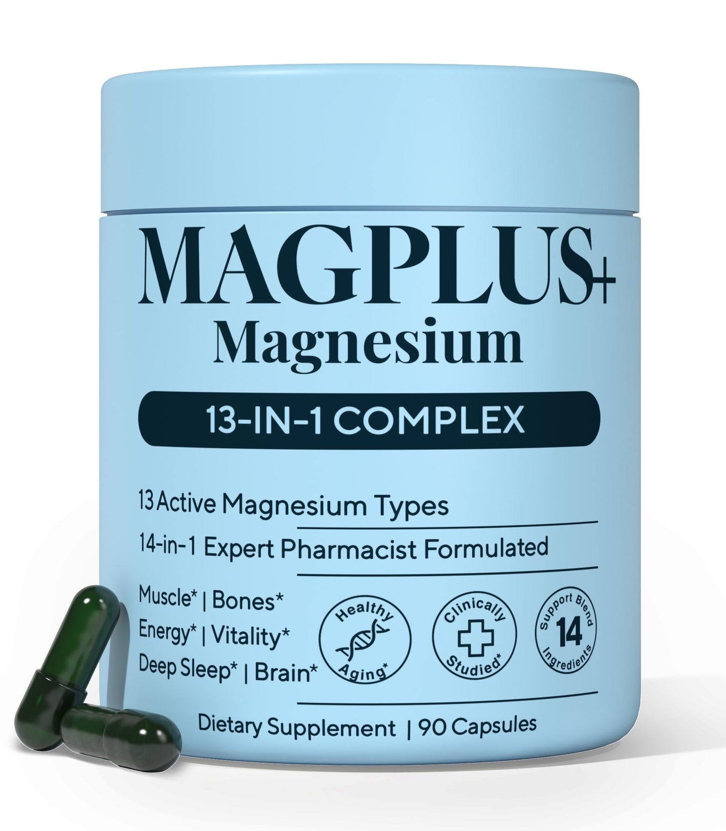 Magnesium Complex for Women & Men, 1000mg – MAGPLUS+ 13-in-1 Advanced Liposomal Ultra Formula – Glycinate, L-Threonate & Triple Magnesium Blend – Brain, Memory & Deep Sleep – 90 Capsules Plus+UltraBuy Supplements Australia