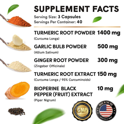 4-in-1 Turmeric and Garlic Supplements with Bioperine 2360 mg (360 ct) Turmeric Ginger MEDCHOICEBuy Supplements Australia