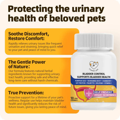 Cassiel Pet Bladder Supports Chews for Urinary Tract Health, Infection Treatments, Bladder Health, Dog UTI, Bladder Stones, Incontinence Support, Urinary Pain Relief for Cat & Dog 10 Chews (1 Bottle) Cassiel petBuy Supplements Australia