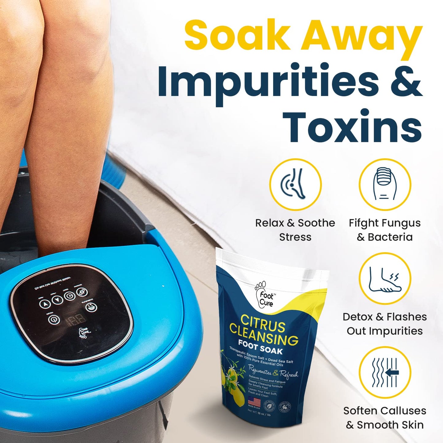 Citrus Detox Foot Soak With Epsom Salts - for Foot Callus, Immune Boost, Damaged Toenail FOOT CUREBuy Supplements Australia