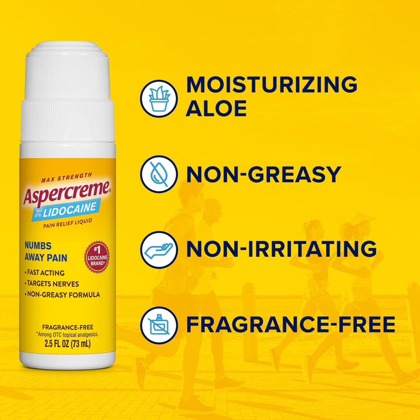 Aspercreme Odor Free Max Strength Lidocaine Pain Relief Liquid with Roll-On No Mess Applicator, 2.5 oz. AspercremeBuy Supplements Australia